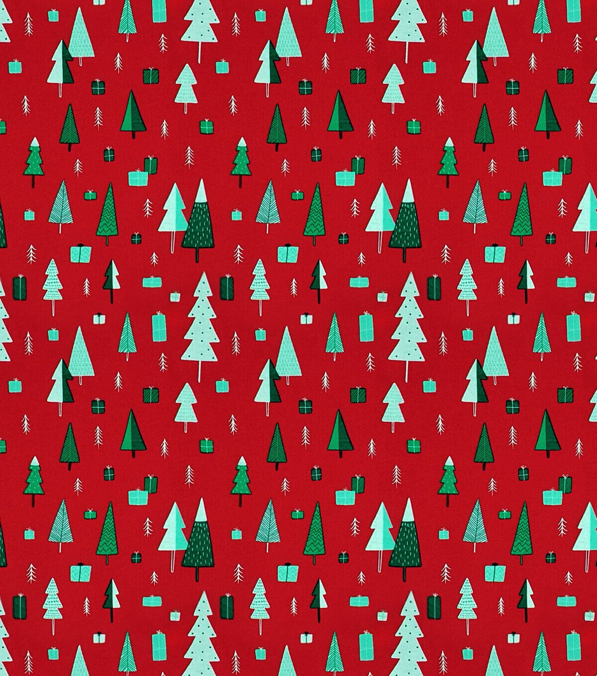 Trees & Presents on Red Super Snuggle Christmas Flannel Fabric