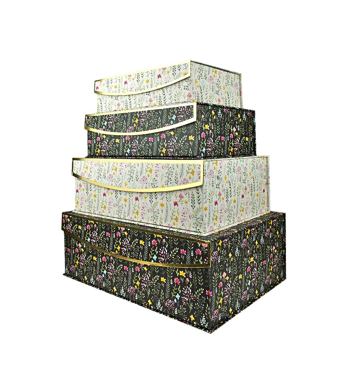 16 x 11 Ditzy Floral Black Flip Top Box by Place & Time