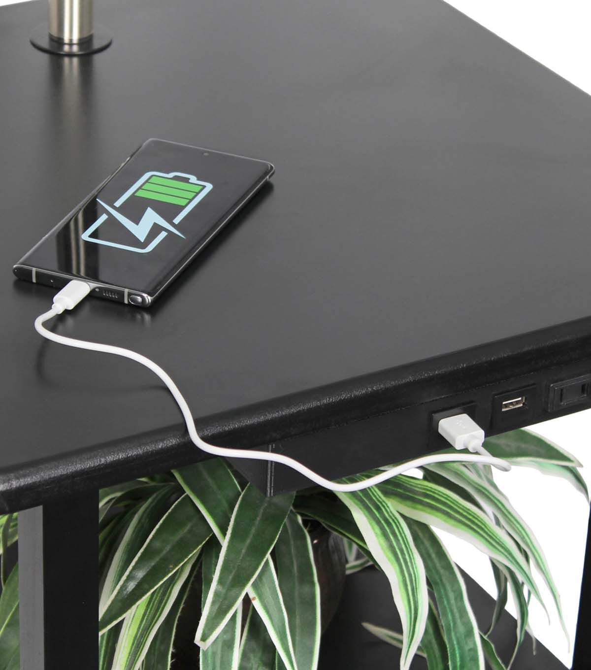 All The Rages 57 Modern 2 Tier Floor Lamp With USB Ports & Fabric Shade