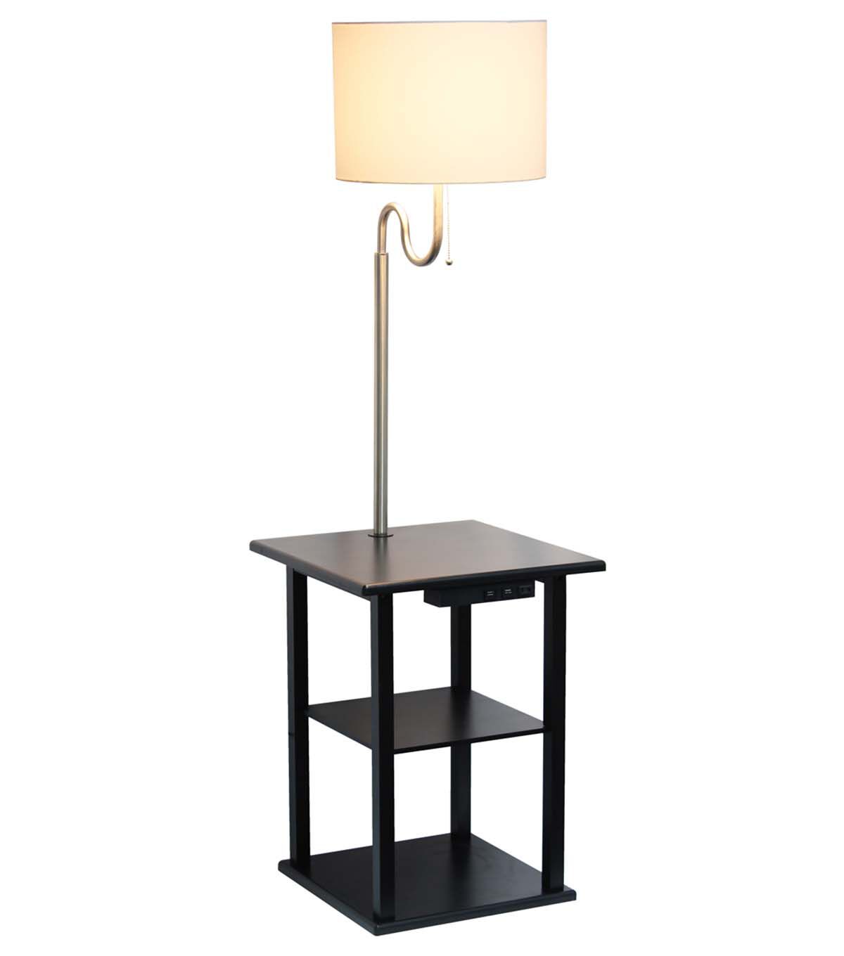All The Rages 57 Modern 2 Tier Floor Lamp With USB Ports & Fabric Shade