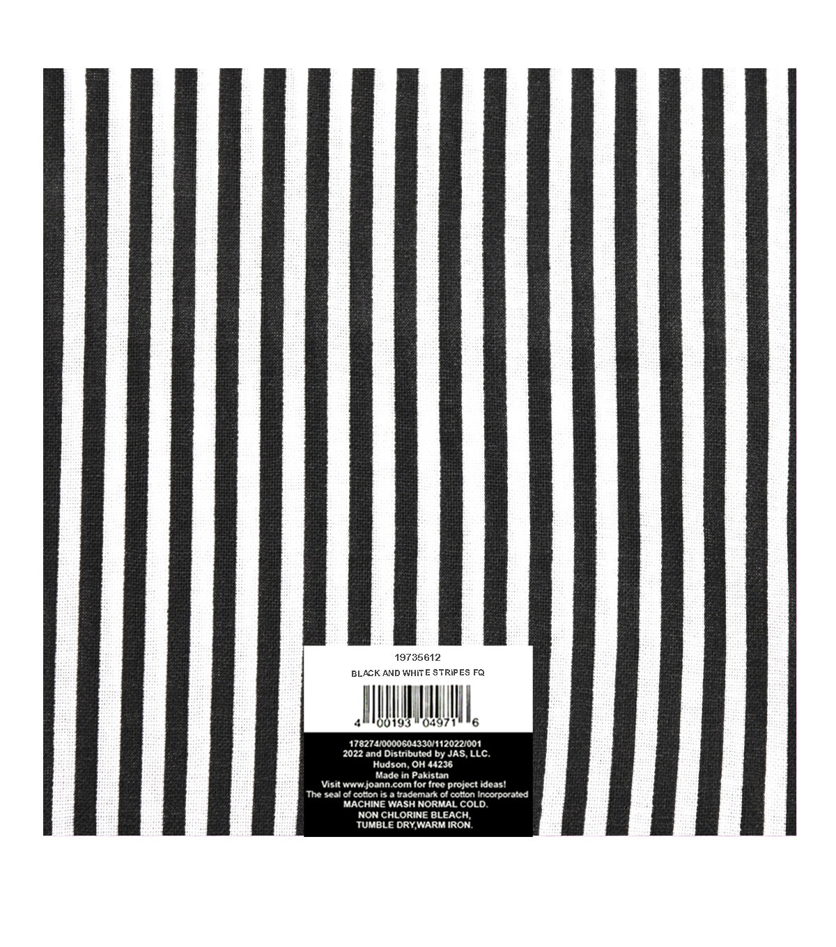 18 x 21 Black Stripes Cotton Fabric Quarter 1pc by Keepsake Calico