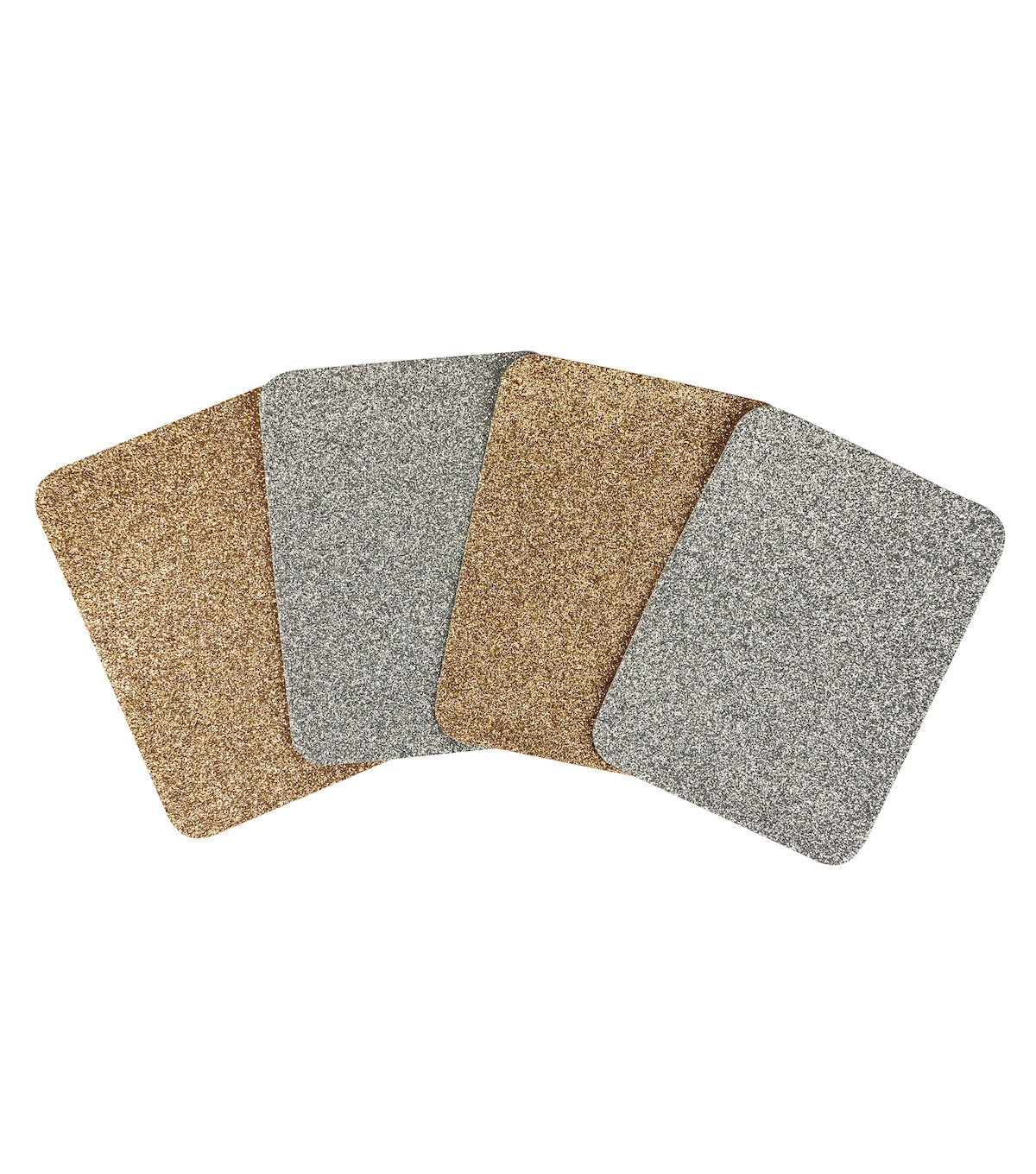 Singer 4 x 5 Metallic Gold & Silver Glitter Iron On Patches 4ct