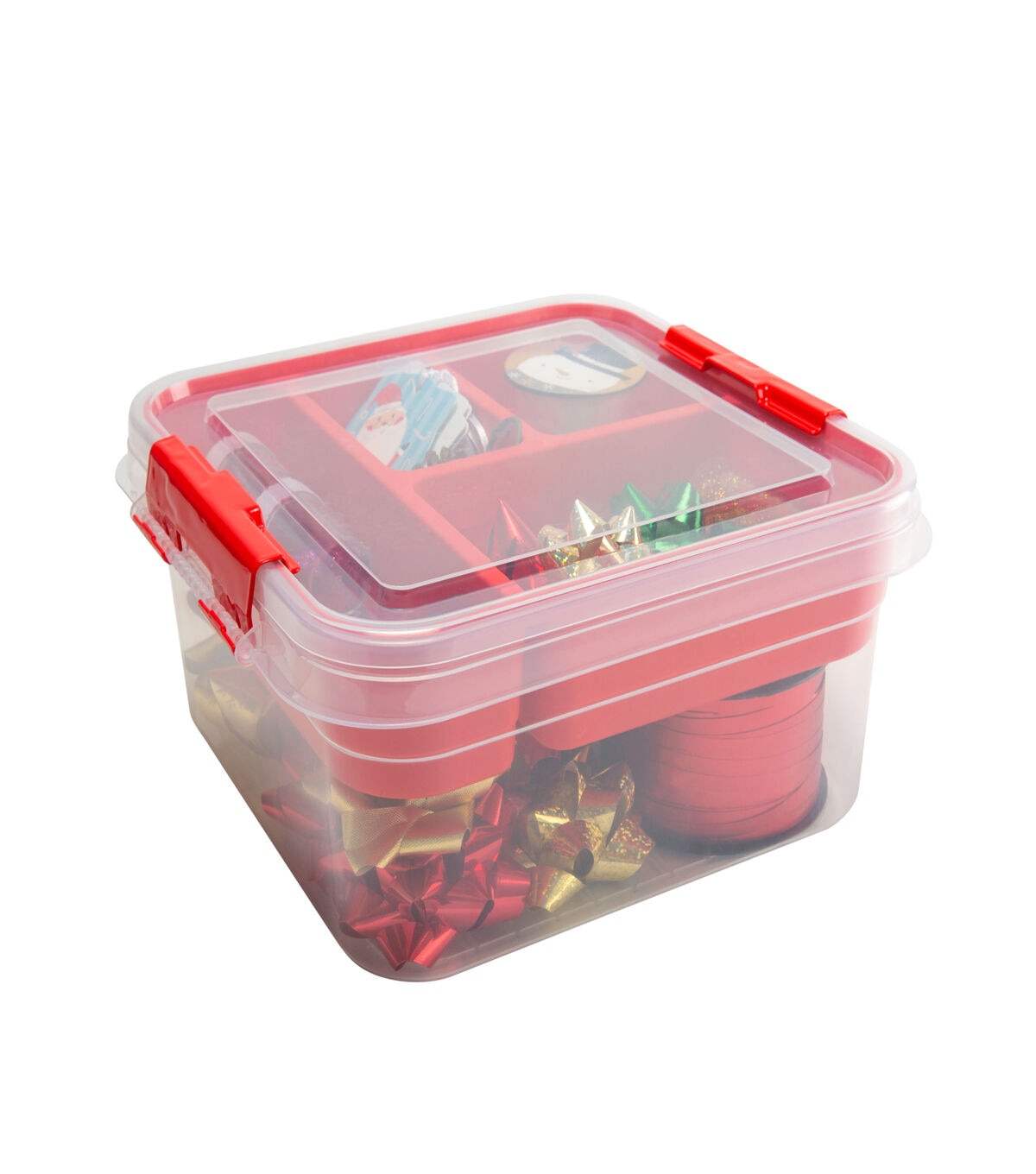 Simplify 9.5 x 4.5 Red 5 Compartment Gift Supply Storage Box