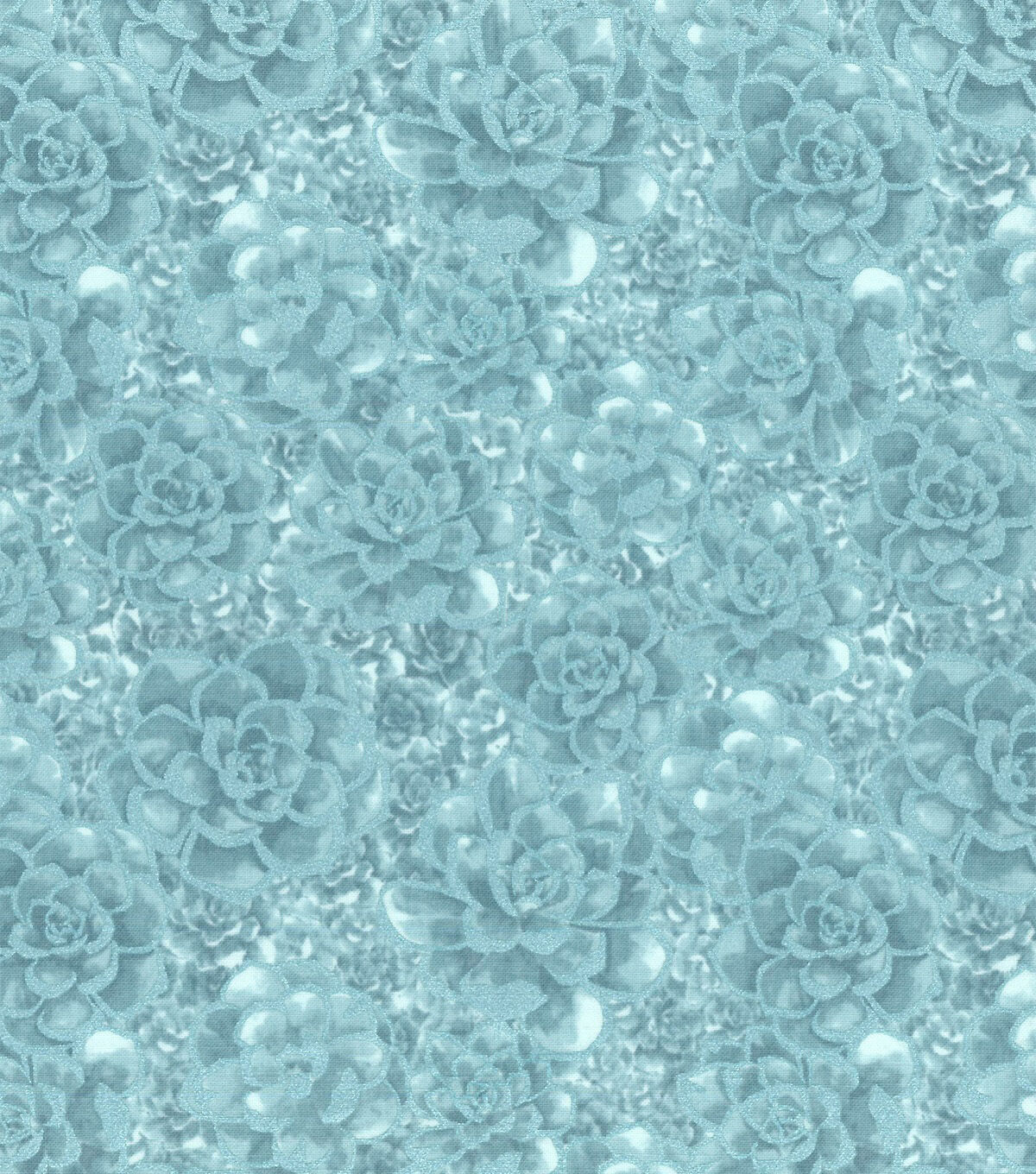 Pearlescent Teal Succulent Quilt Cotton Fabric by Keepsake Calico
