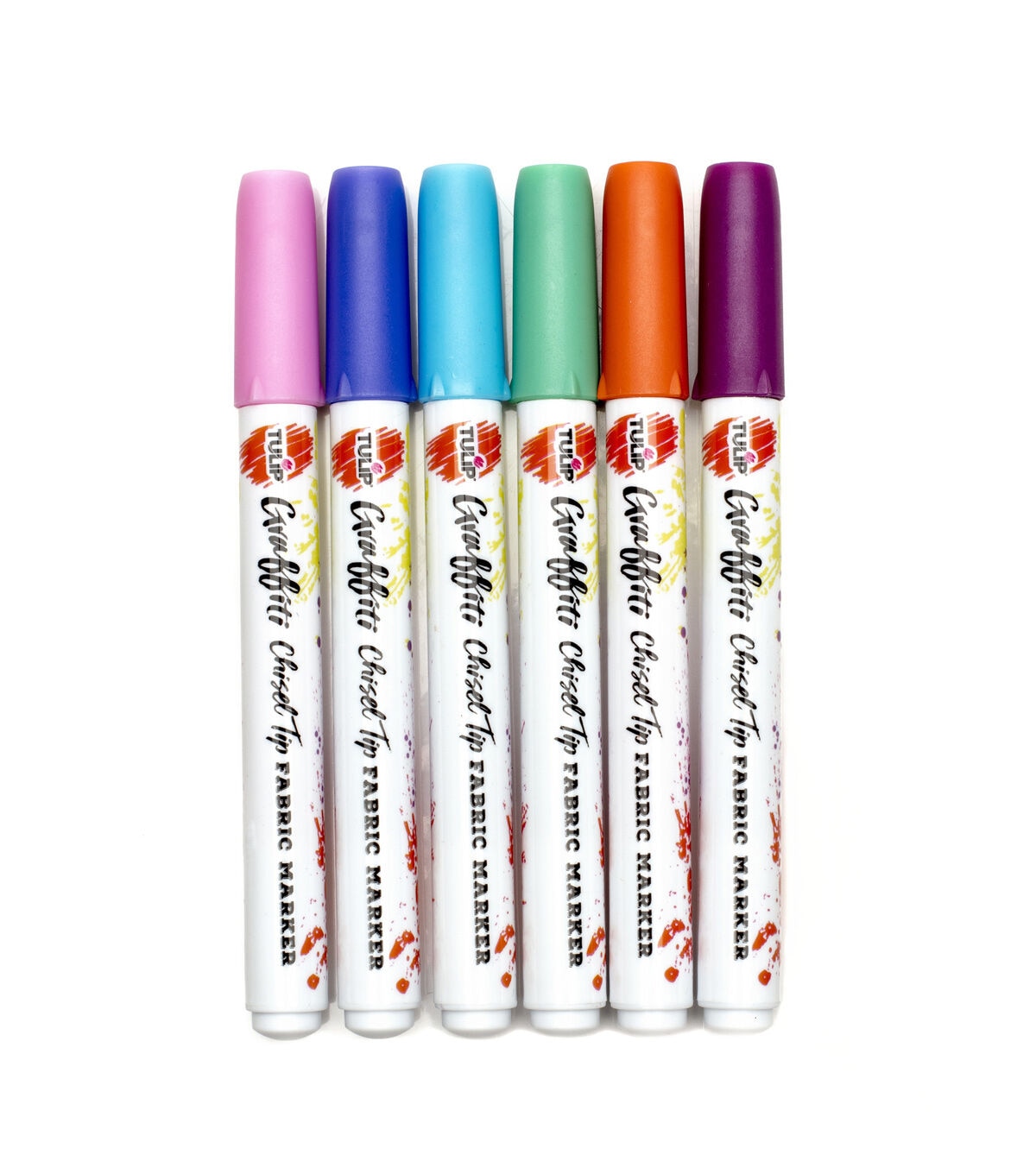 Tulip 6 pk Graffiti Chisel Tip Fabric Markers Bright