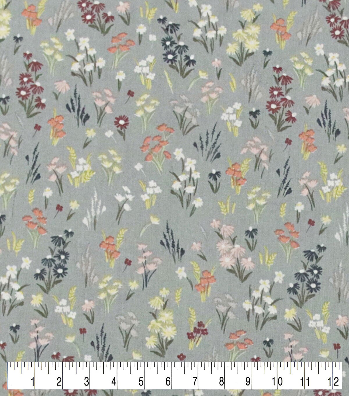 Flowers on Gray Quilt Cotton Fabric by Keepsake Calico