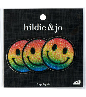 1.5 Rainbow Smiley Faces Iron On Patches 3pk by hildie & jo