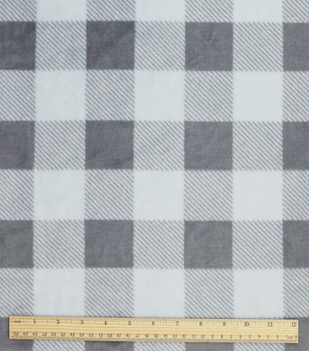 Gray & White Plaid Sew Lush Fleece Fabric
