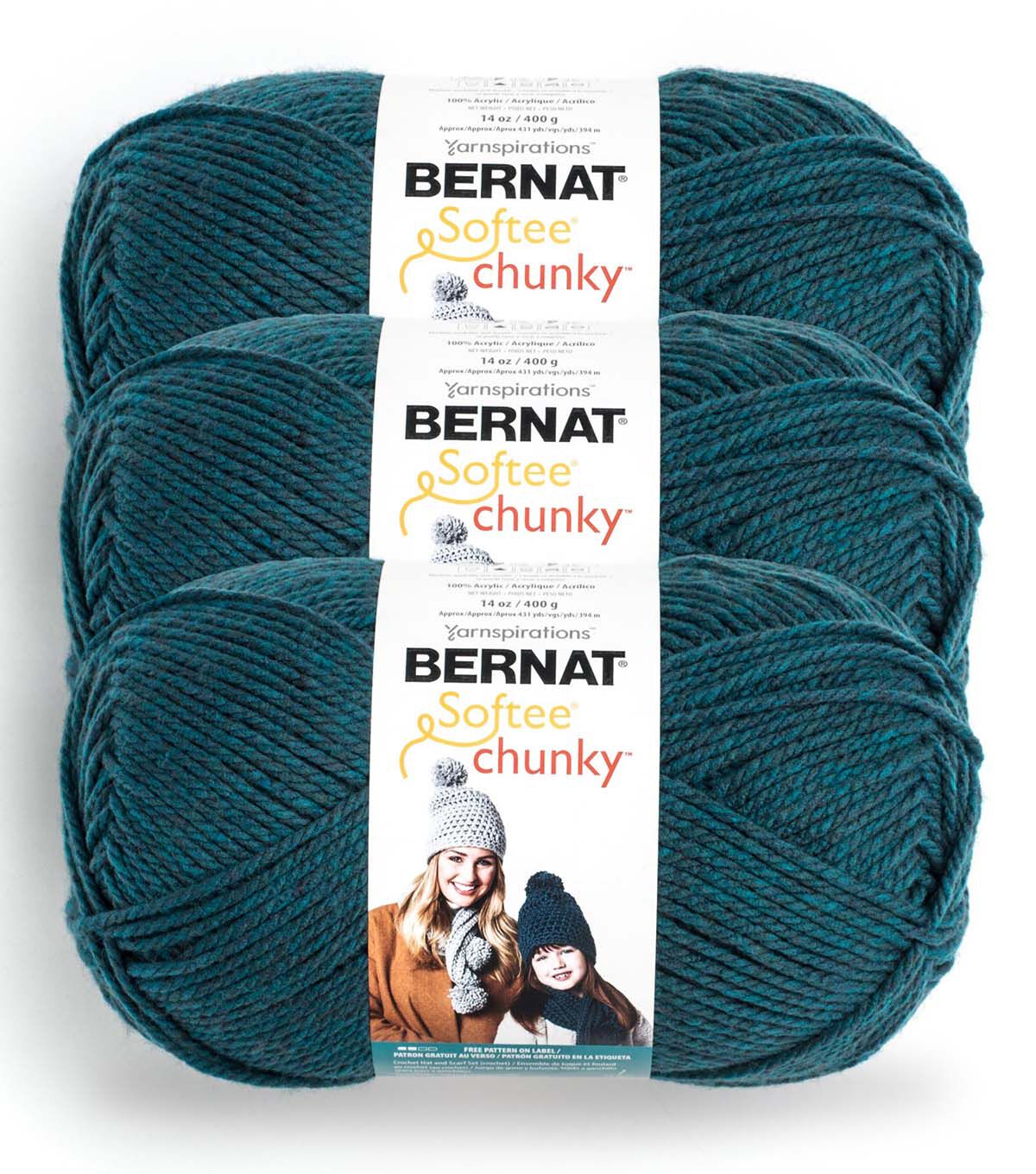 Bernat Softee Chunky 431yds Super Bulky Acrylic Yarn 3 Bundle
