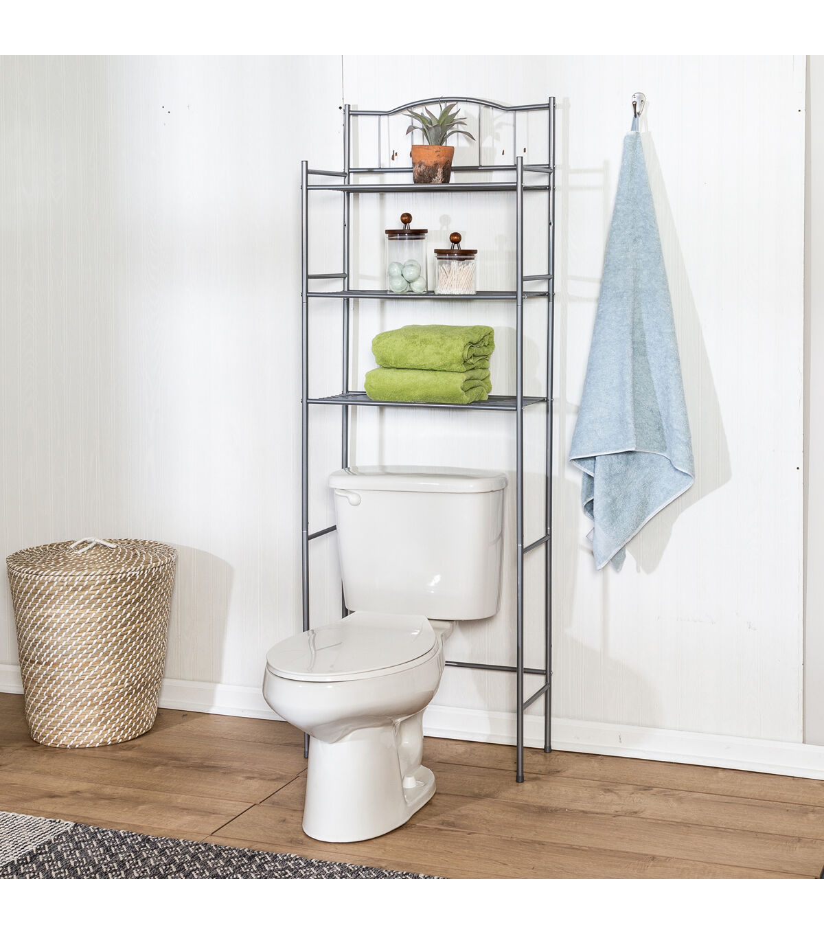 Honey Can Do 23 x 65 Satin Nickel 3 Tier Over The Toilet Space Saver