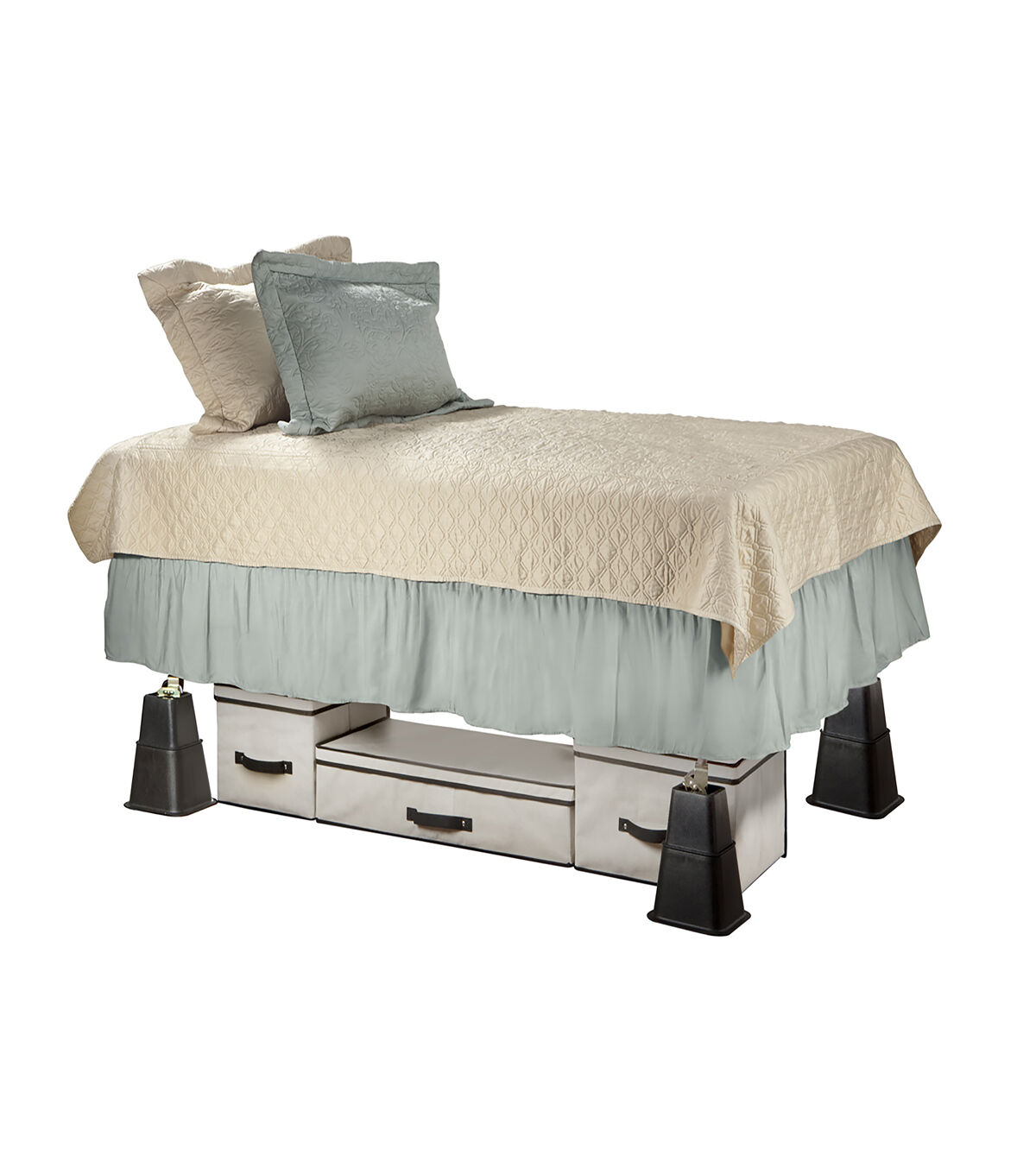 Simplify 8 Black Adjustable Bed Risers 8pk