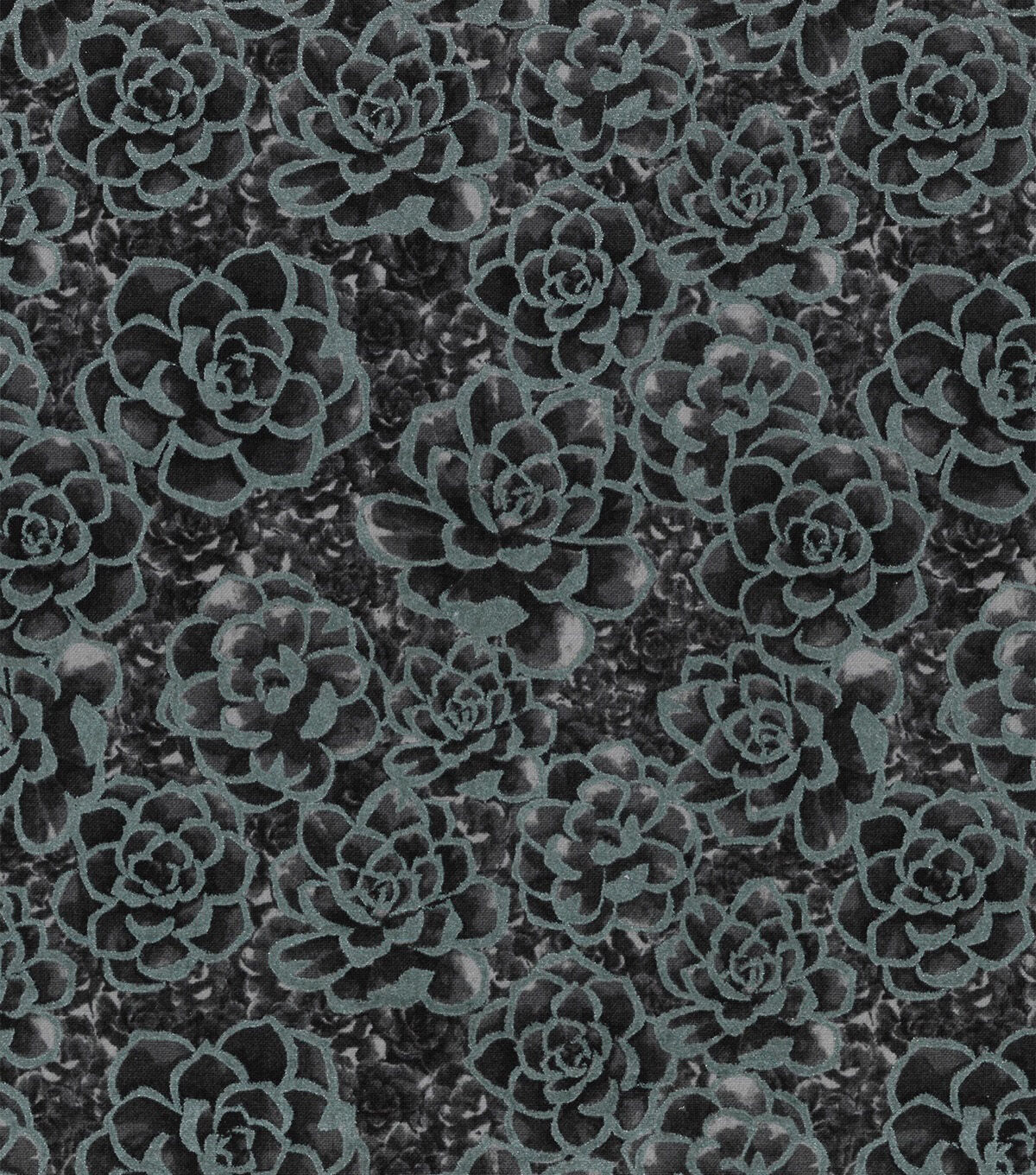 Pearlescent Black Succulent Quilt Cotton Fabric by Keepsake Calico