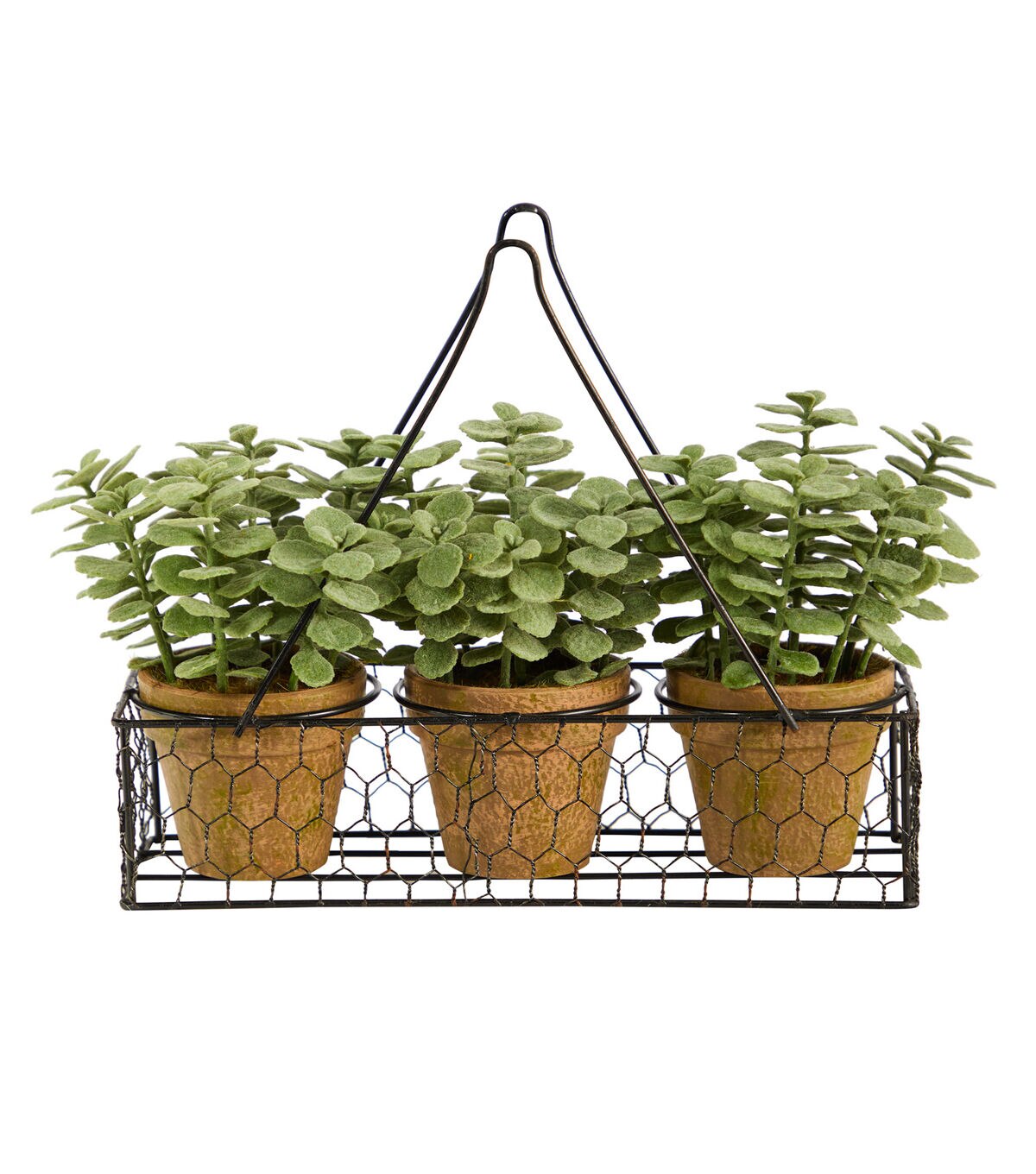 Nearly Natural 7 Mini Jade Garden Artificial Plant in Hanging Planter