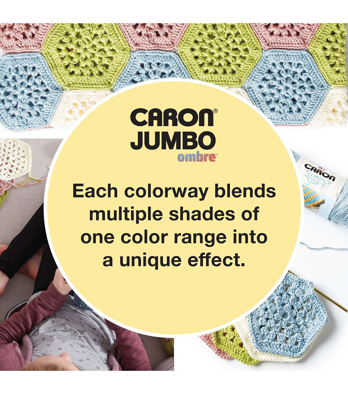 Caron Simply Soft Ombres 235yds Worsted Acrylic Yarn