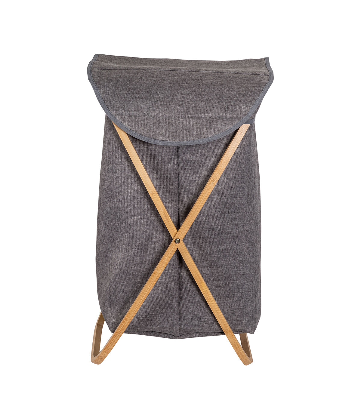 Honey Can Do 16 x 27.5 Gray & Natural Bamboo Folding Hamper With Lid