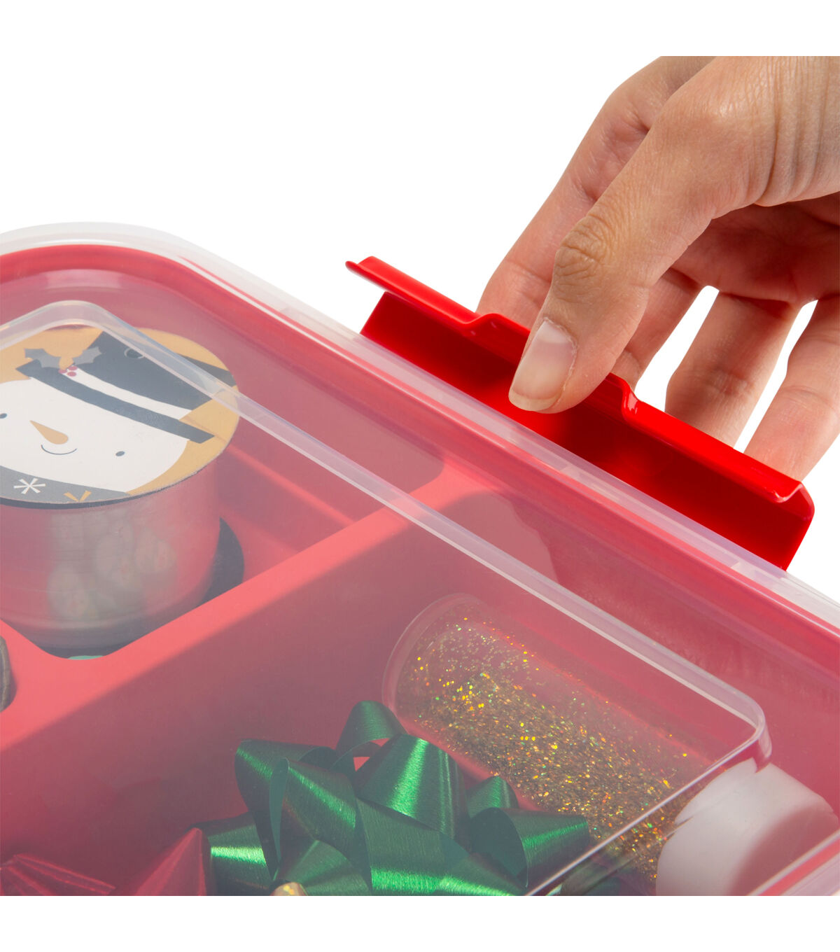 Simplify 9.5 x 4.5 Red 5 Compartment Gift Supply Storage Box