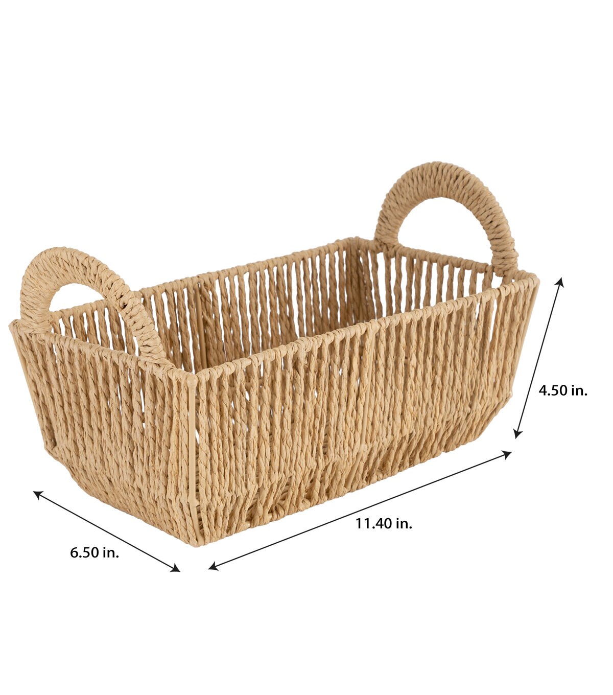 Simplify 11 x 6.5 Dutch Weave Shelf Storage Basket With Round Handles