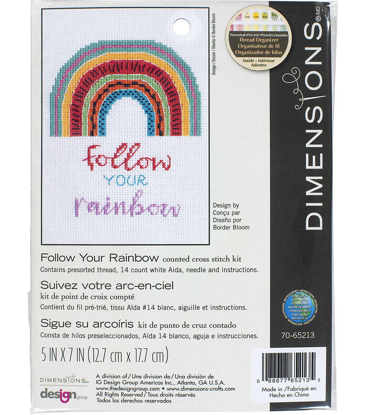 Dimensions Follow Your Rainbow Cross Stitch Kit 5 x 7