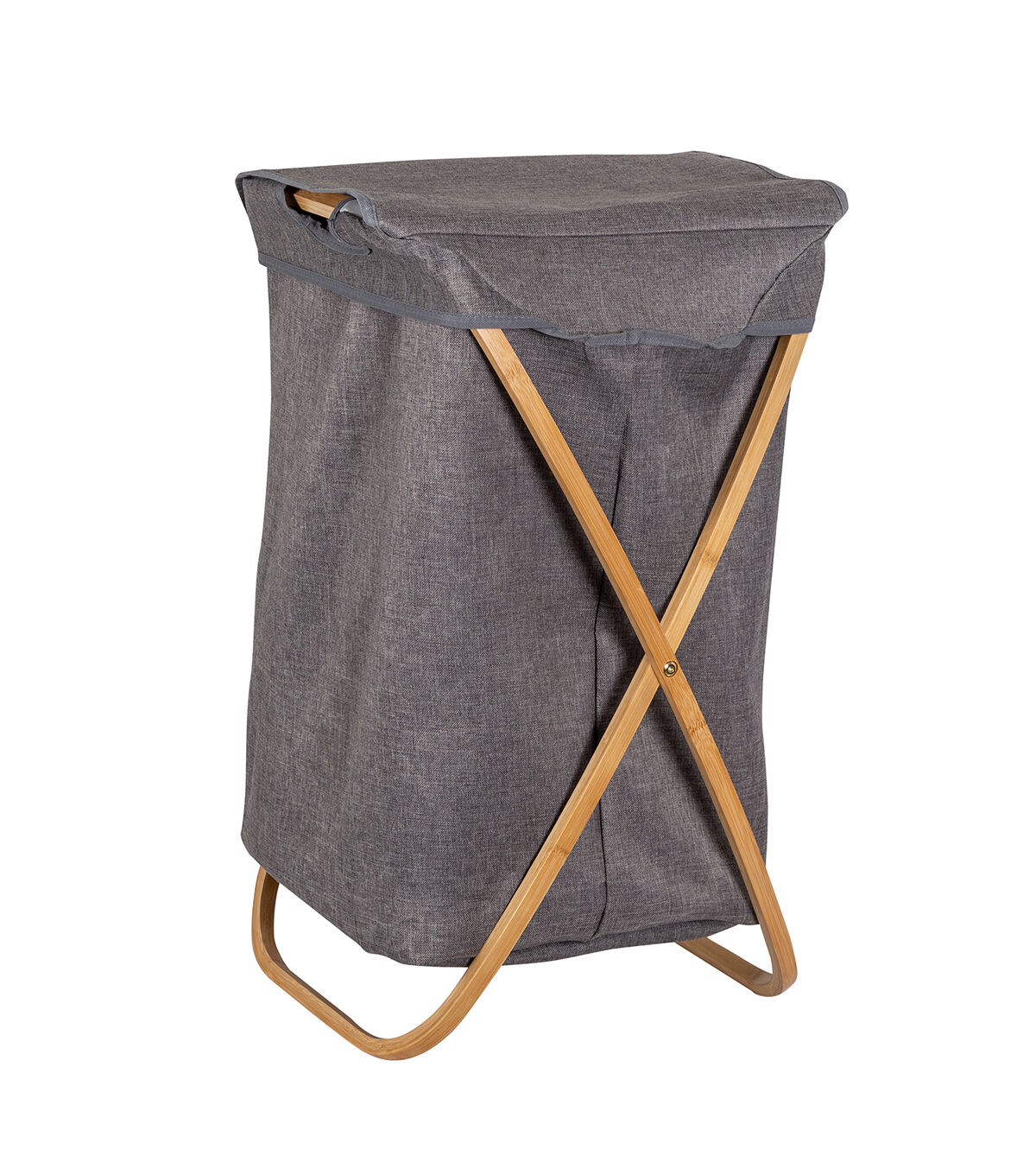 Honey Can Do 16 x 27.5 Gray & Natural Bamboo Folding Hamper With Lid