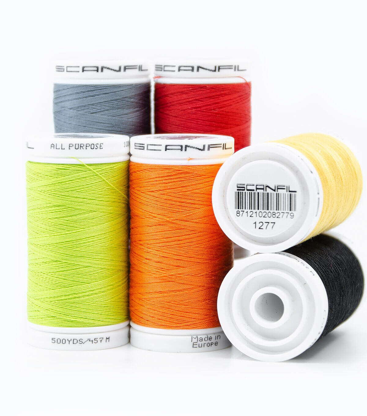 SCANFIL Premium Polyester No. 100 Thread 500 Yds 6ct and Box Costume