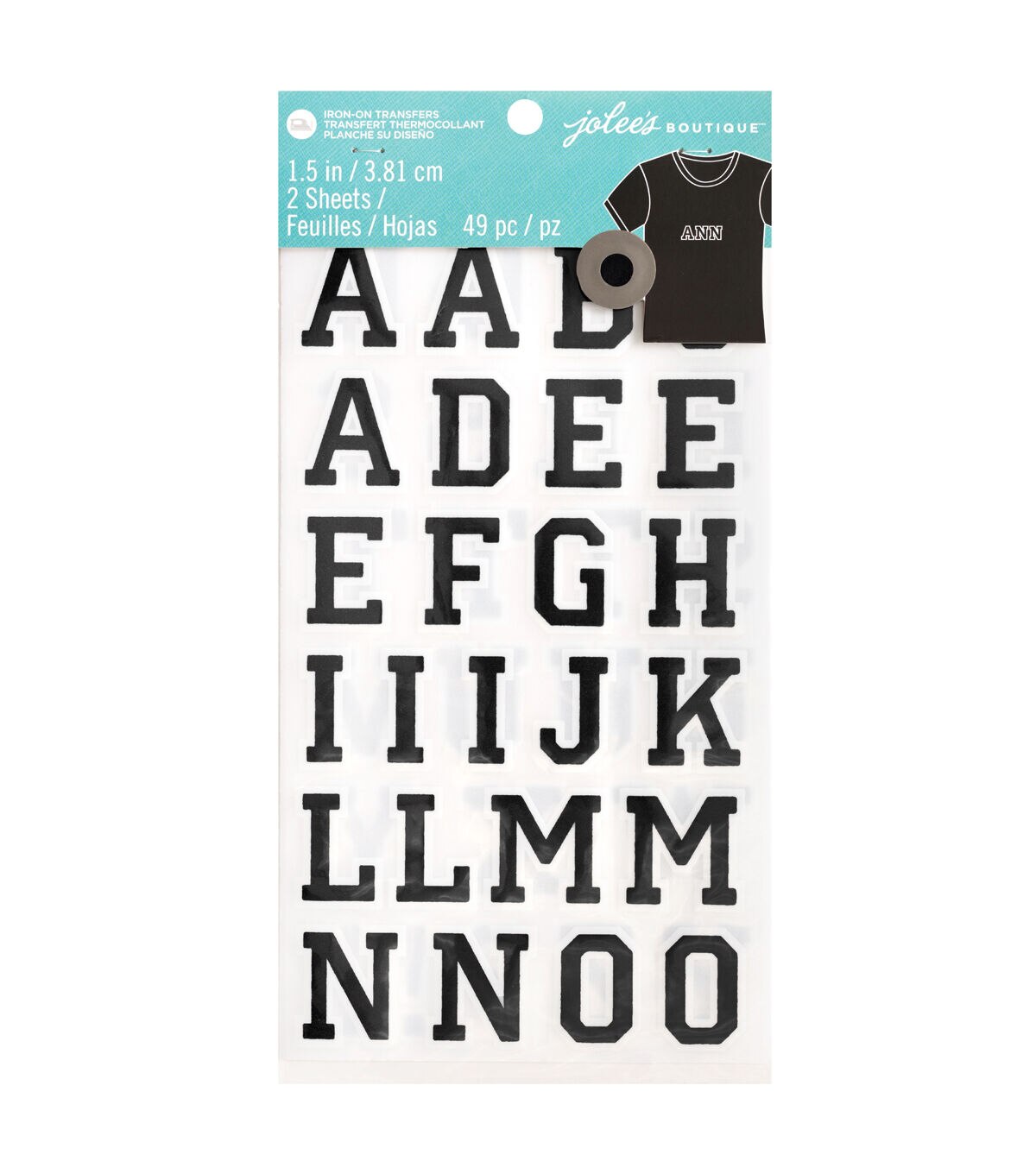 Jolee's Boutique 1.5 Black & White Iron On Transfer Letters 49ct