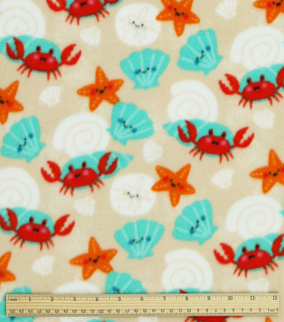 Seashells on Light Brown Anti Pill Plush Fleece by POP!