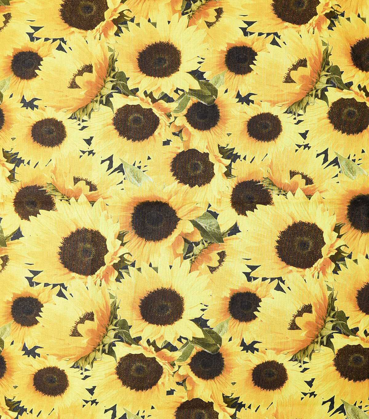 Yellow Detailed Sunflowers Quilt Cotton Fabric by Keepsake Calico