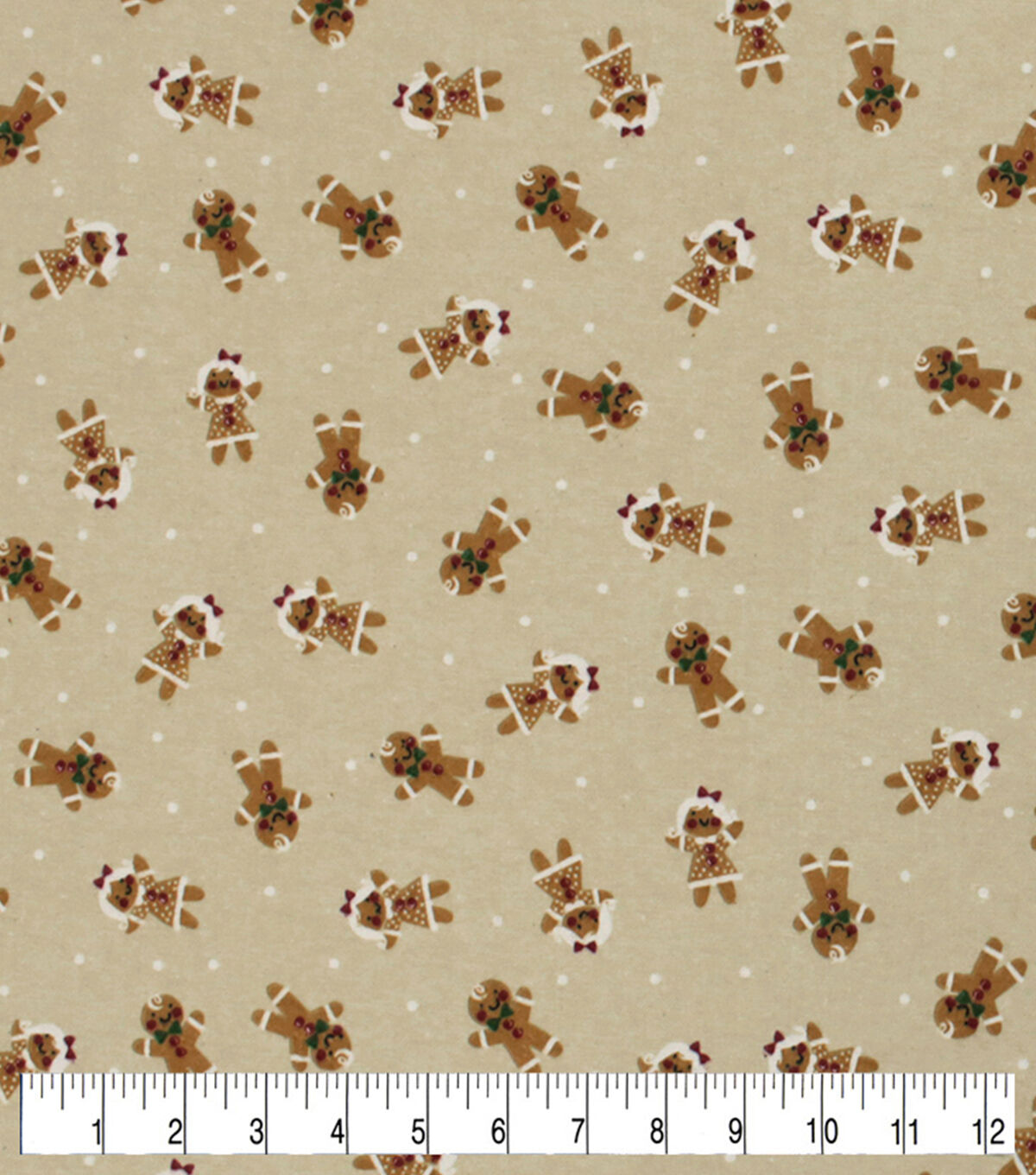 Gingerbread Men & Dots Super Snuggle Christmas Flannel Fabric
