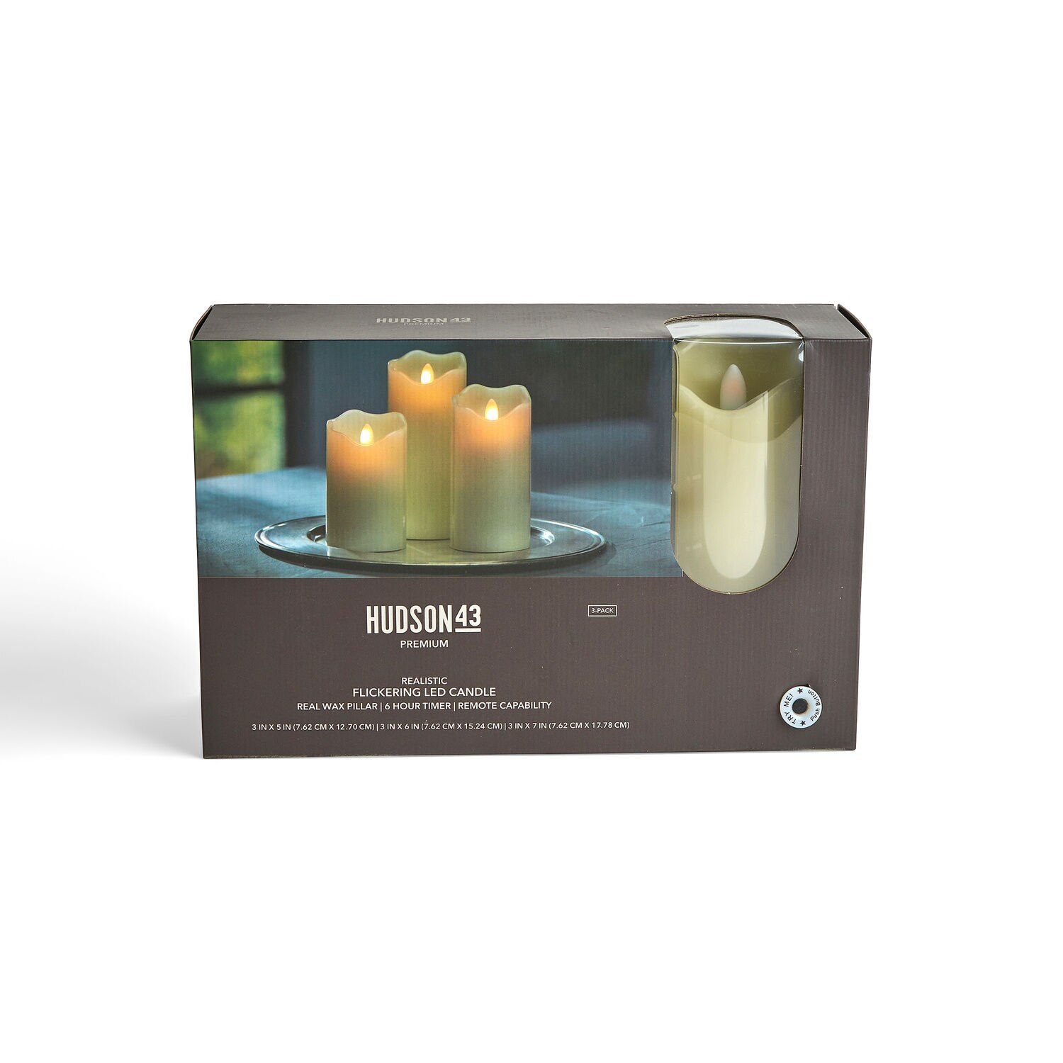 3 x 6 LED Ivory Aurora Flame Wave Edge Pillar Candles 3pk by Hudson 43