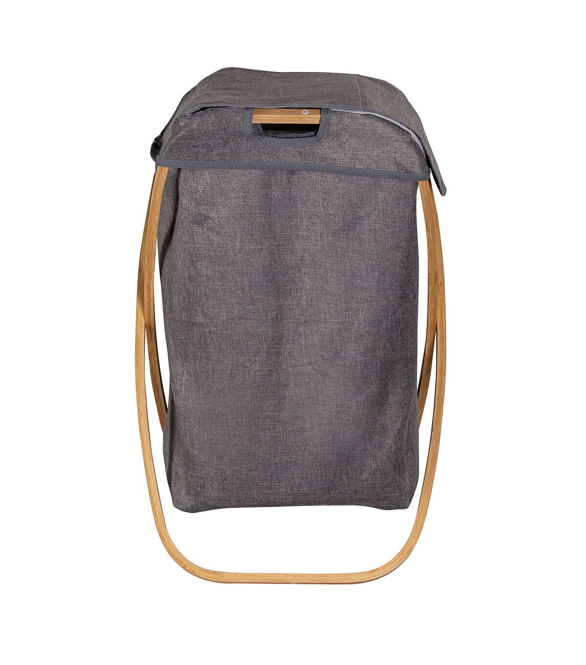 Honey Can Do 16 x 27.5 Gray & Natural Bamboo Folding Hamper With Lid