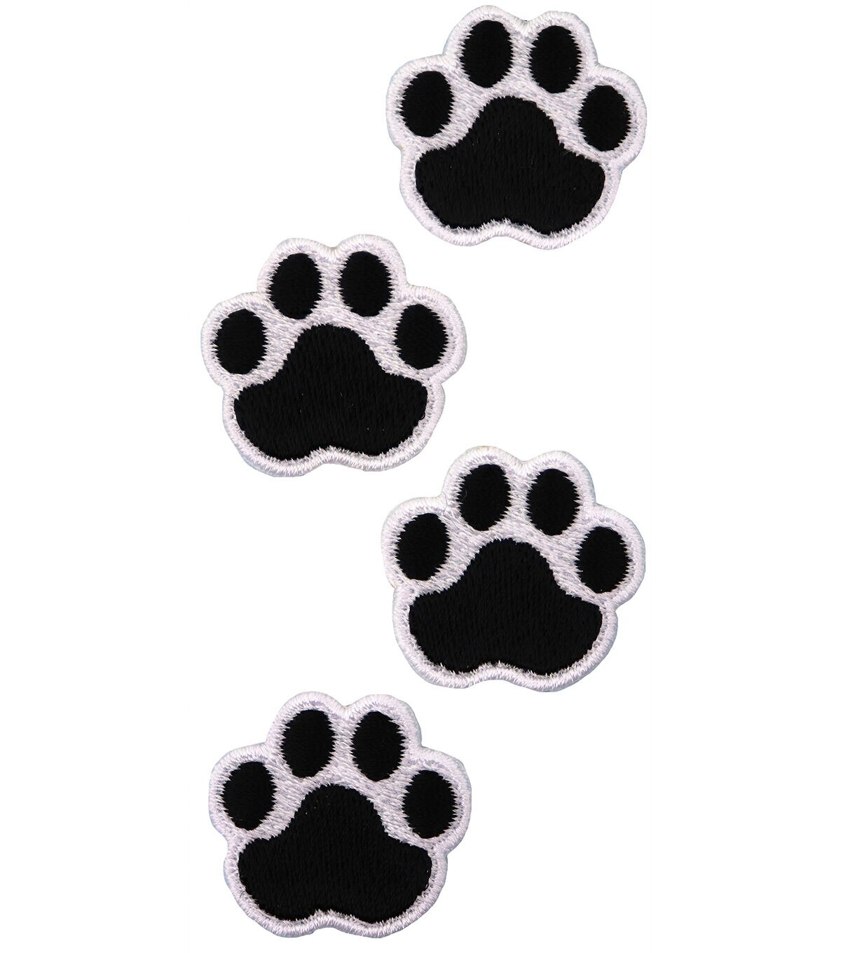 Simplicity 1 Black Cat Paw With White Embroidery Iron On Patches 4pk