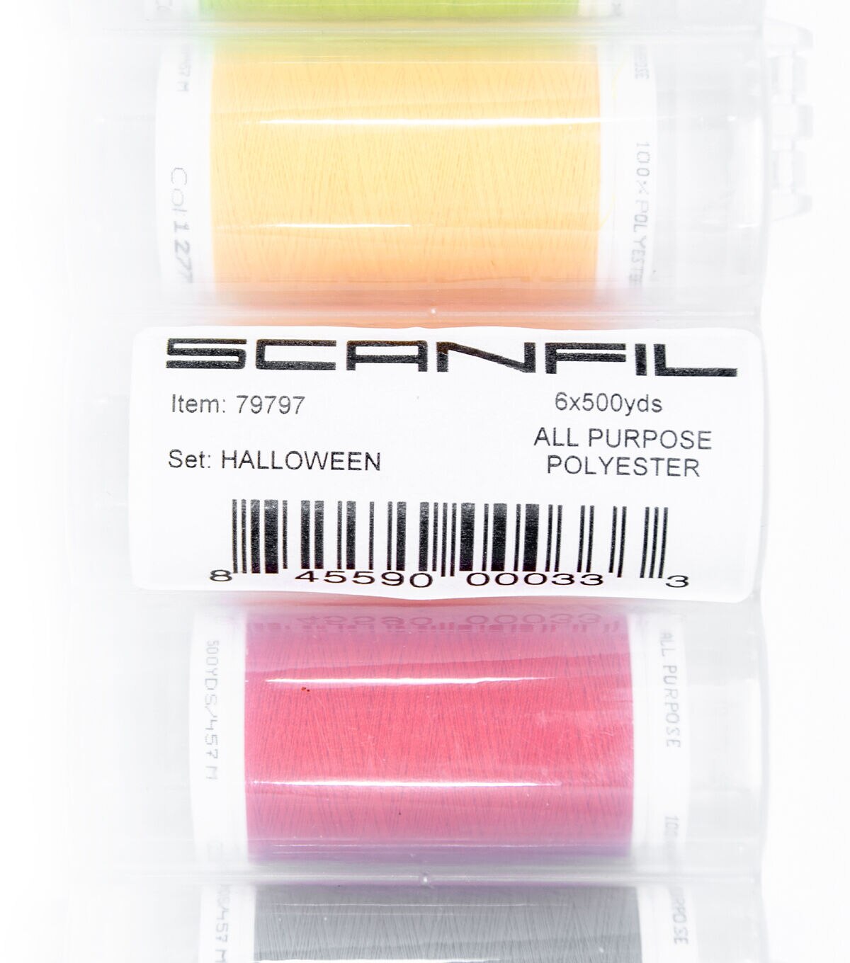SCANFIL Premium Polyester No. 100 Thread 500 Yds 6ct and Box Costume