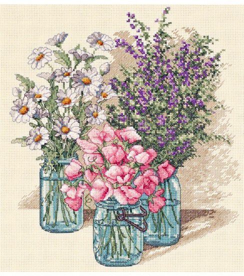 Dimensions 11 x 12 Wildflower Trio Counted Cross Stitch Kit