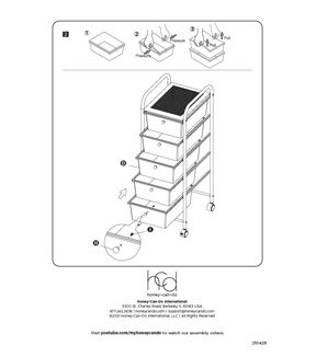 37 Steel Rolling Storage Cart With Clear Plastic 5 Drawers by Top Notch