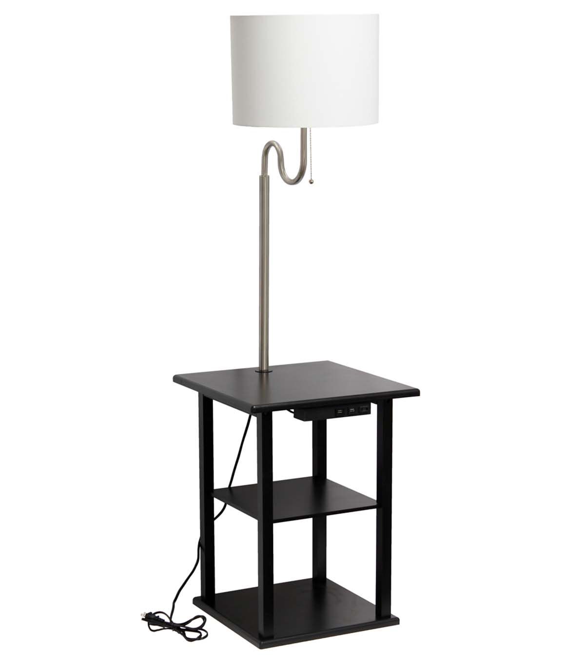 All The Rages 57 Modern 2 Tier Floor Lamp With USB Ports & Fabric Shade
