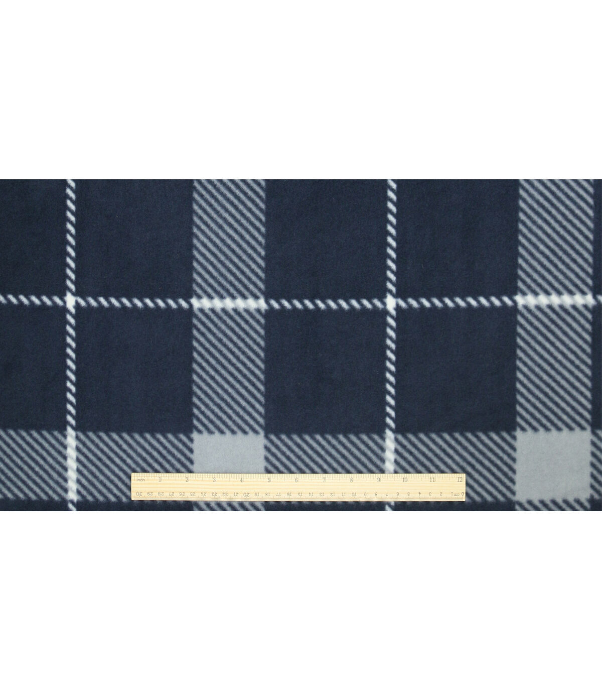 Blue & White Plaid Anti Pill Fleece Fabric