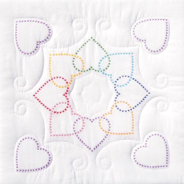 Jack Dempsey 18 XX Hearts Stamped Quilt Blocks 6pk