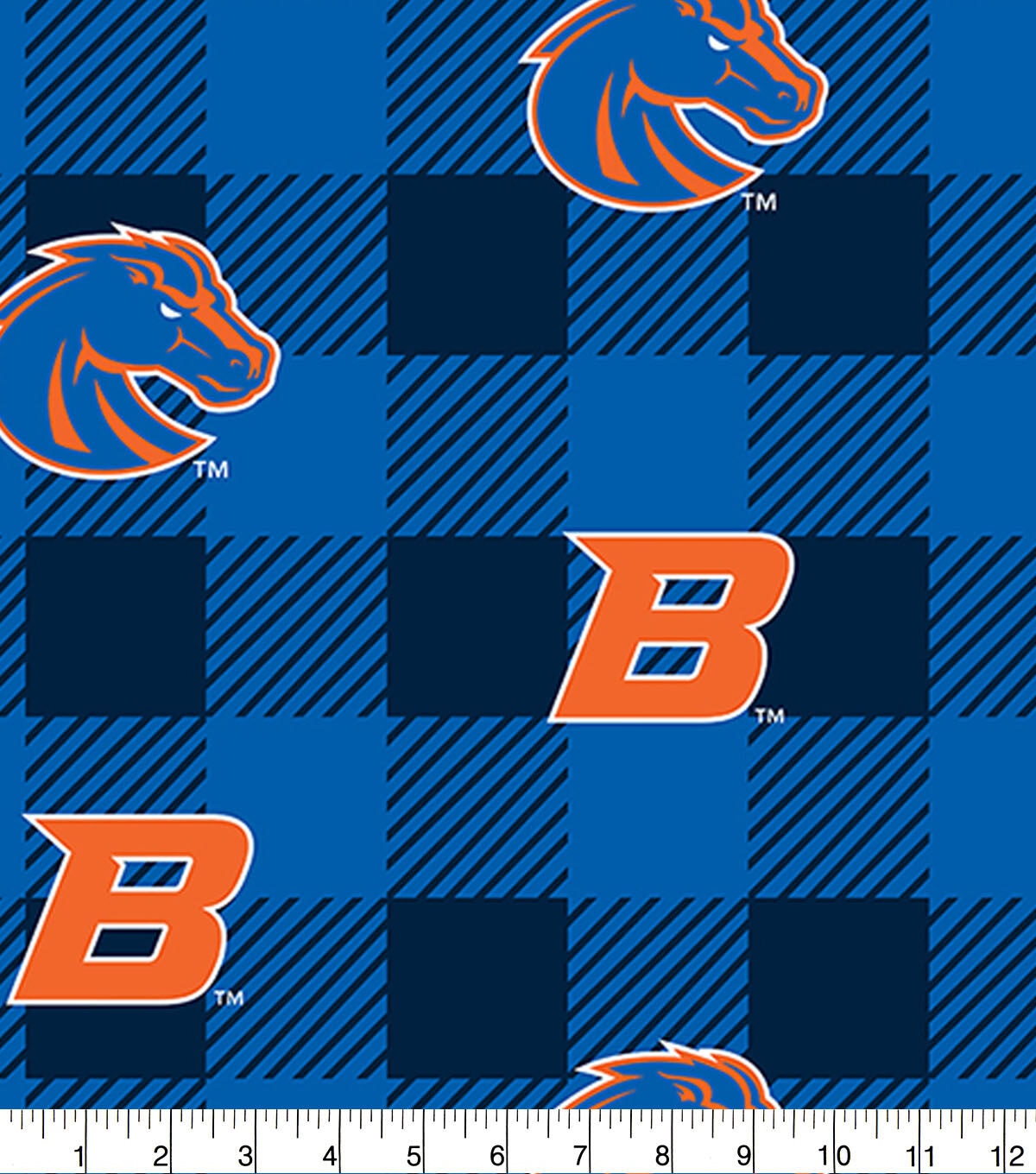 Boise State University Broncos Fleece Fabric Buffalo Check