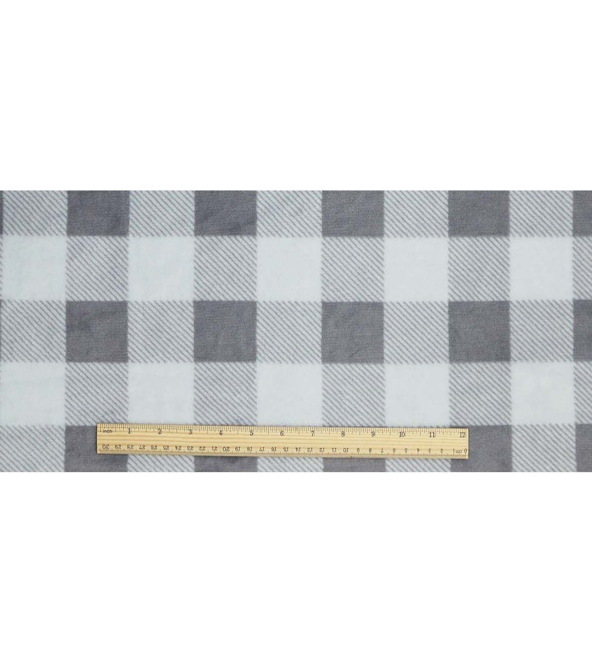 Gray & White Plaid Sew Lush Fleece Fabric