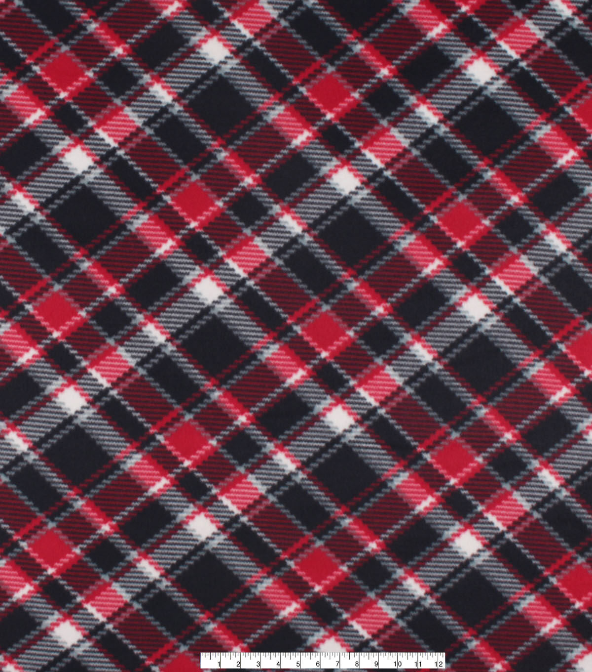 Black Red Bias Plaid Blizzard Fleece Fabric