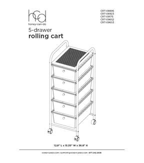 37 Steel Rolling Storage Cart With Clear Plastic 5 Drawers by Top Notch