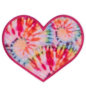 3 Multicolor Tie Dye Heart Iron On Patch by hildie & jo