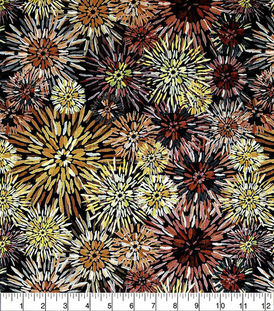 Yellow & Brown Fall Bursts Quilt Cotton Fabric by Keepsake Calico