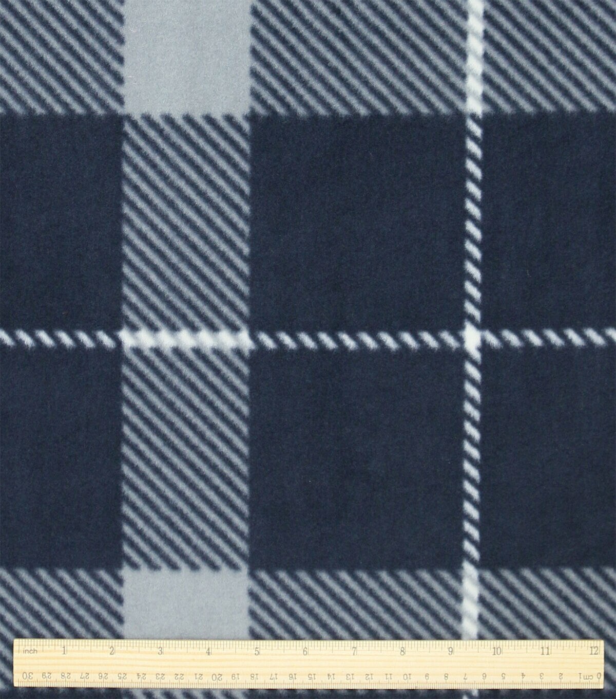 Blue & White Plaid Anti Pill Fleece Fabric