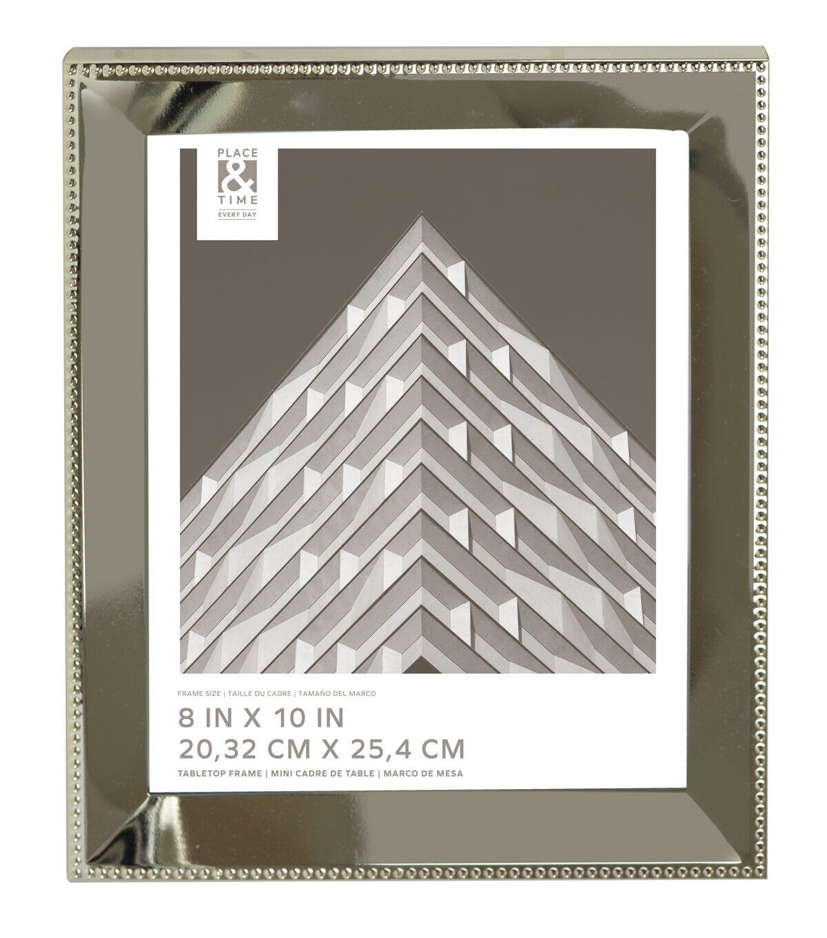 8 x 10 Silver Slanted Beaded Tabletop Picture Frame by Place & Time