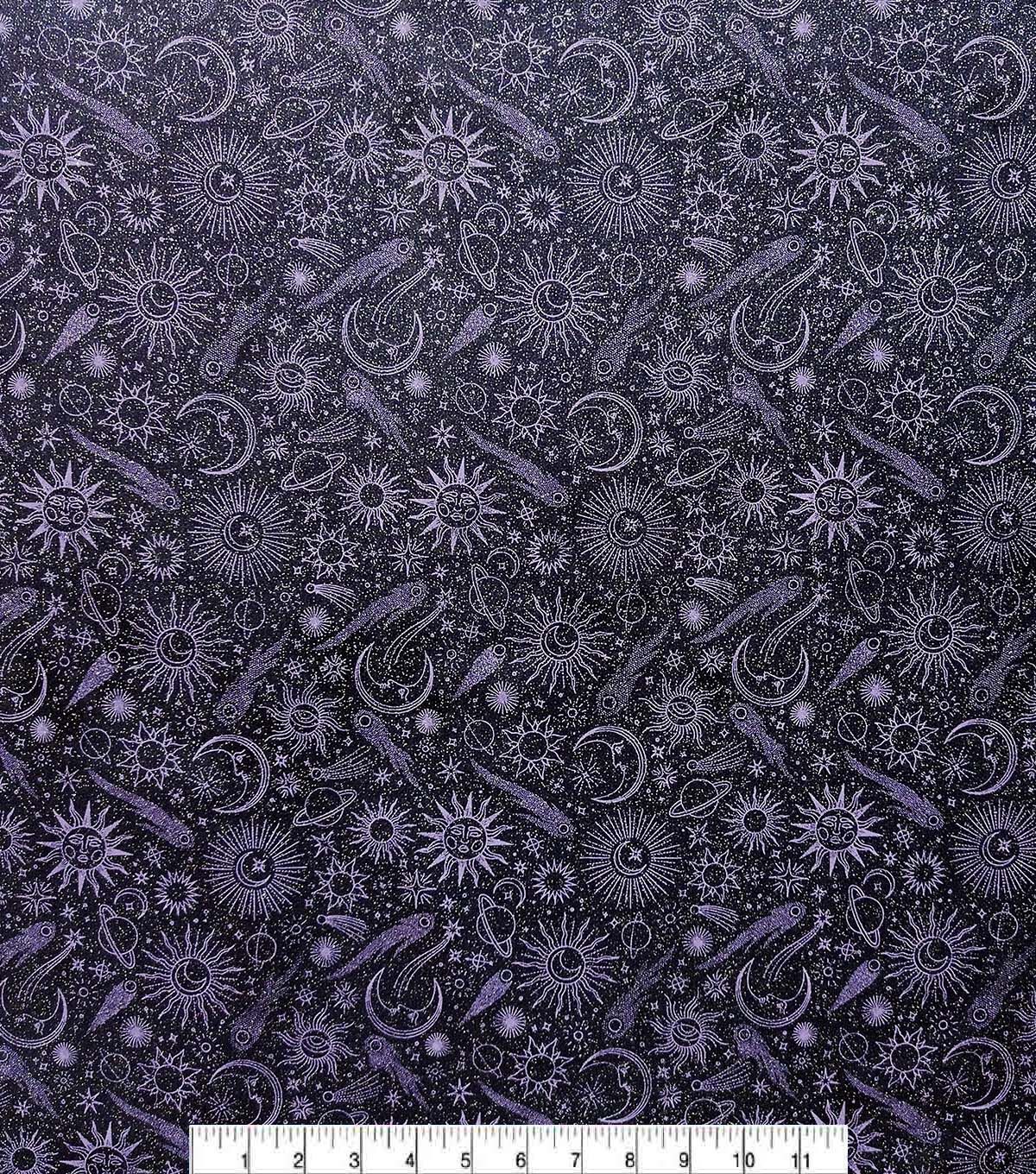 Celestial Space Quilt Glitter Cotton Fabric by Keepsake Calico