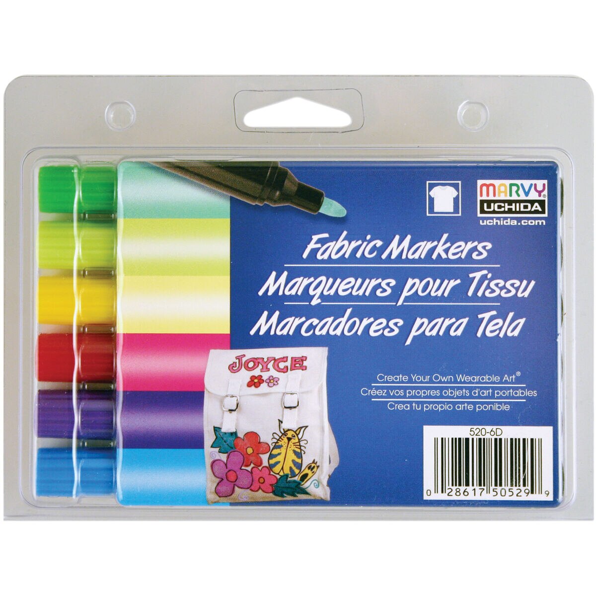 Marvy Uchida 6ct Brilliant Fabric Marker Broad Tip