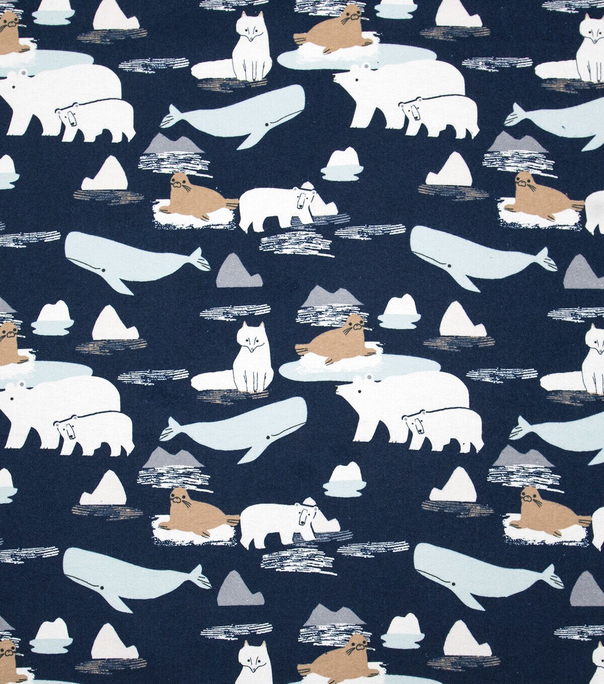 Arctic Animals on Navy Super Snuggle Christmas Flannel Fabric