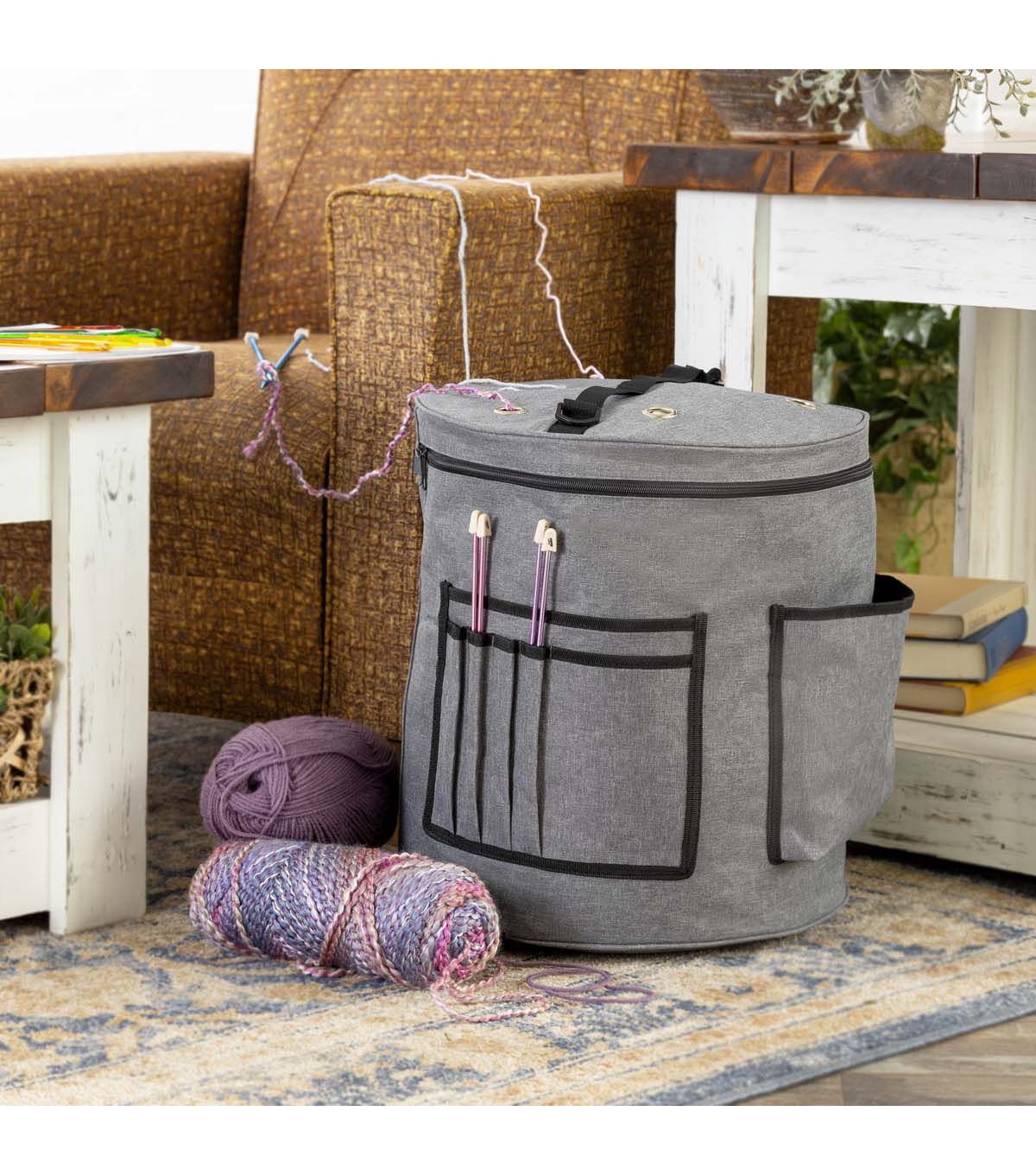 13.5 Gray Yarn Drum Storage Bag by Big Twist