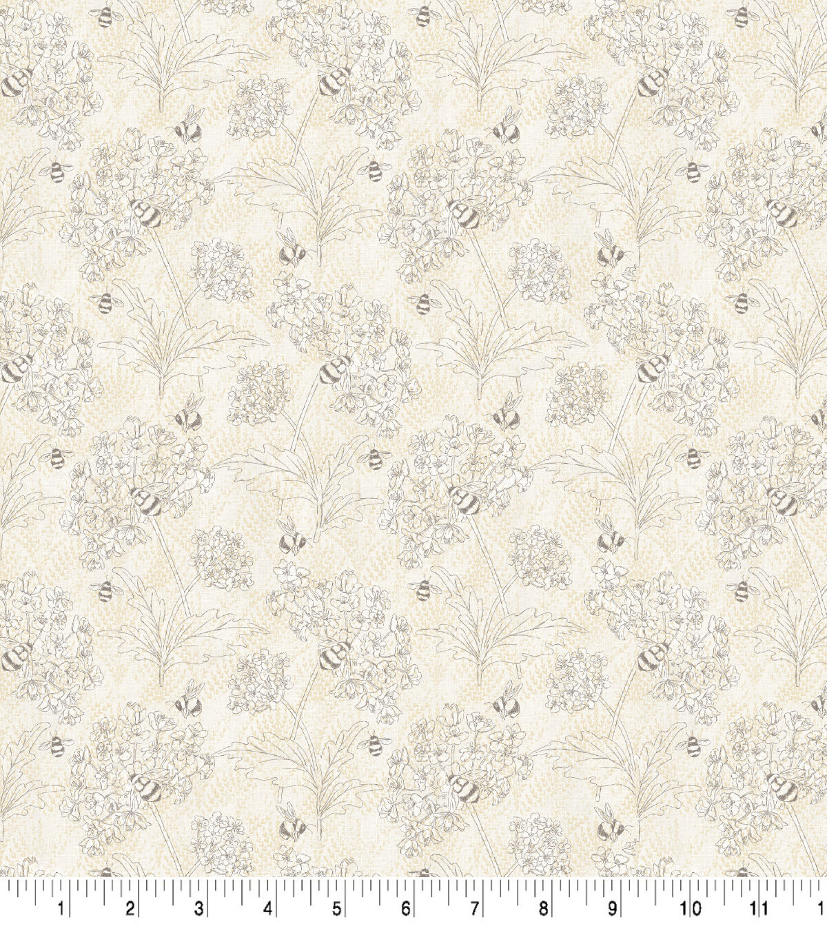 Susan Winget Bee Sketched Line Art on White Premium Cotton Fabric